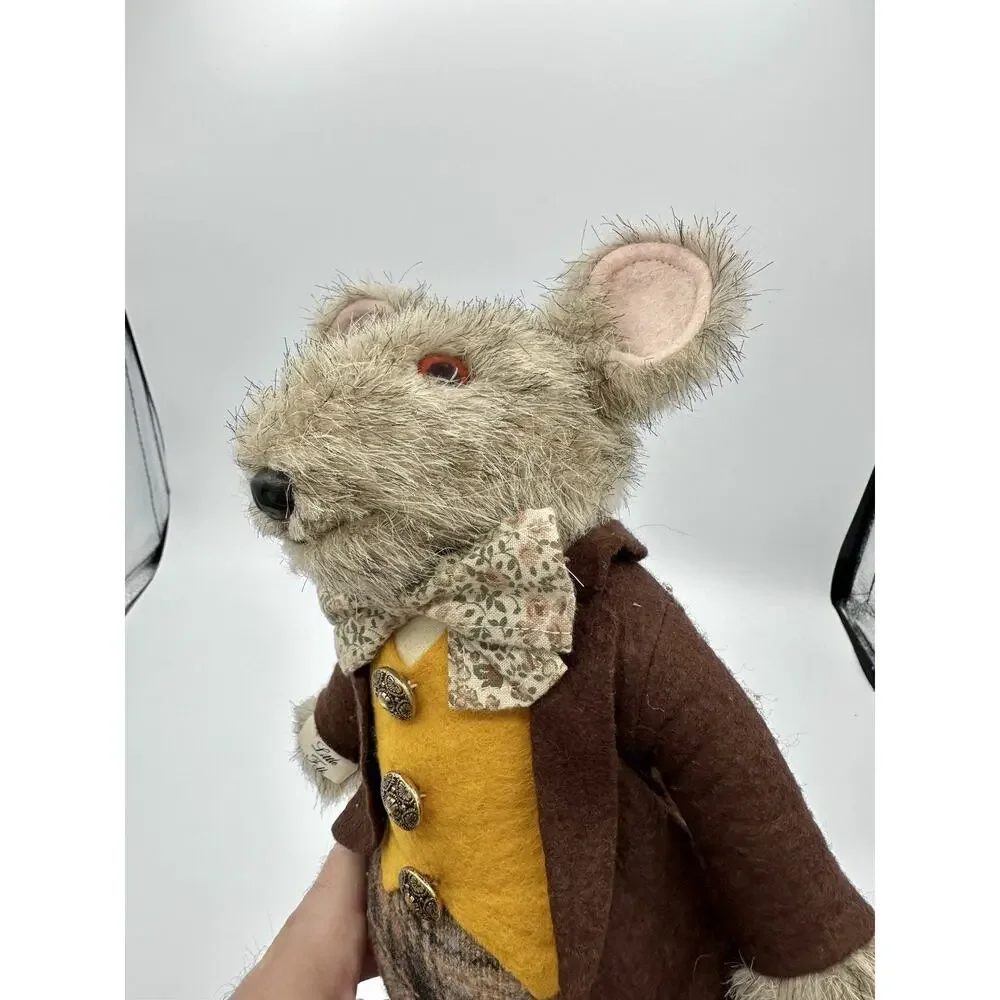 1982 Little Folk G McBride Mouse Plush Dressed England Plaid Waistcoat Outfit